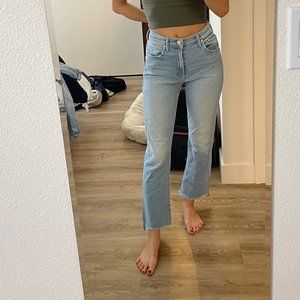 MOTHER DENIM Insider Crop Step Fray Jeans (Size 27 in Fresh Catch)